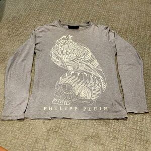 SALE! Philipp Plein long-sleeve Tee, very good condition (one hole, see pix), M!